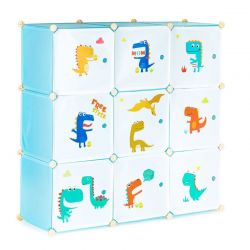 Σύστημα Αποθήκευσης - Παιδική Αρθρωτή Ραφιέρα με 9 Κύβους 109 x 37 x 109 cm Χρώματος Γαλάζιο ModernHome PJJCBS0009-09A