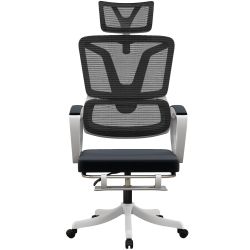 Εργονομική καρέκλα γραφείου Vinsetto με ρυθμιζόμενο ύψος με στήριγμα ποδιών και προσκέφαλο, 66x58x110-118 cm, Μαύρο