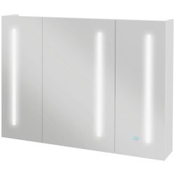 Ντουλάπα καθρέφτη kleankin με ρυθμιζόμενα ράφια και φώτα LED 3 χρωμάτων, MDF και γυαλί, 90x15x70 cm, Λευκό