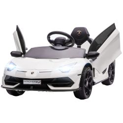 HOMCOM 12V Lamborghini Licenseded Electric Ride-On Toy Car for Children with Horn and Remote Control, 107,5x63x42 cm, Λευκό