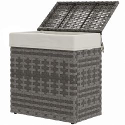 Outsunny Garden and Home Storage Basket σε Rattan με Εσωτερικό Ύφασμα, 57x34x62cm, Γκρι