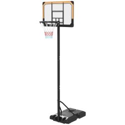 SPORTNOW Τσέρκι μπάσκετ με 6 ρυθμιζόμενα ύψη με γεμιζόμενη βάση και ρόδες, σε PE, ατσάλι και πολυεστέρα, μαύρο