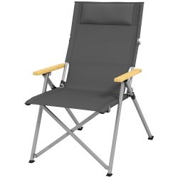 Πτυσσόμενη καρέκλα κάμπινγκ με ρυθμιζόμενη πλάτη, σε αλουμίνιο και πολυεστέρα 74x59,5x98 cm, γκρι και ασημί