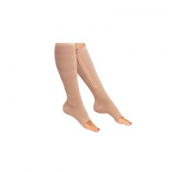 Ελαστικές Κάλτσες Συμπίεσης Κάτω Γόνατος Με Φερμουάρ Ανοιχτού Τύπου Χρώματος Μπεζ SPM NUDE comp socks