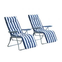 Σετ Πτυσσόμενες Καρέκλες Εξωτερικού Χώρου με Ρυθμιζόμενη Πλάτη Χρώματος Μπλε 2 τμχ Outsunny 01-0712