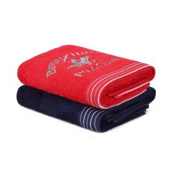 Σετ με 2 Πετσέτες Προσώπου 50 x 90 cm Χρώματος Κόκκινο - Navy Beverly Hills Polo Club 355BHP2361