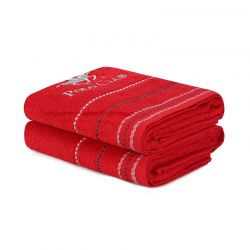 Σετ με 2 Πετσέτες Προσώπου 50 x 90 cm Χρώματος Κόκκινο Beverly Hills Polo Club 355BHP2354