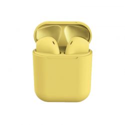 Ασύρματα Ακουστικά Bluetooth με Βάση Φόρτισης i12 TWS Χρώματος Κίτρινο SPM I12-Yellow