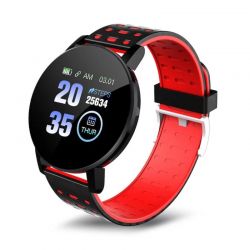 Smartwatch 119 Plus με Μετρητή Καρδιακών Παλμών Χρώματος Κόκκινο - Μαύρο SPM