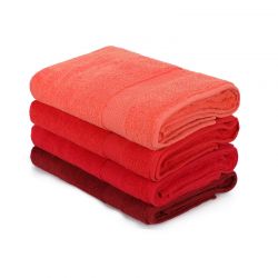 Σετ με 4 Πετσέτες Μπάνιου 70 x 140 cm Χρώματος Κόκκινο Beverly Hills Polo Club 355BHP2618