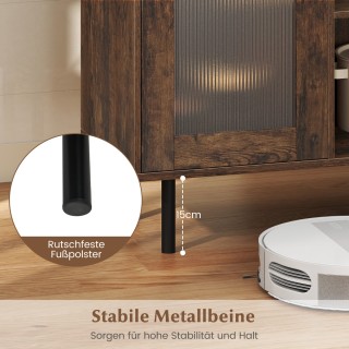 Costway Ξύλινη Κουζίνα με Γυάλινη Πόρτα και Ρυθμιζόμενη Ράγα Κρασιο...