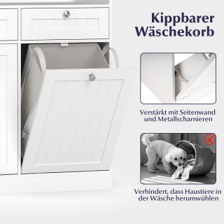 Costway Διπλός Ανατρεπόμενος Λευκός Ντουλάπι Ρούχων με Ράφι & 2 Συρ...