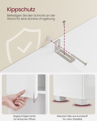 Λευκό Ψηλό Ντουλάπι Μπάνιου VASAGLE με Ρυθμιζόμενα Ράφια 