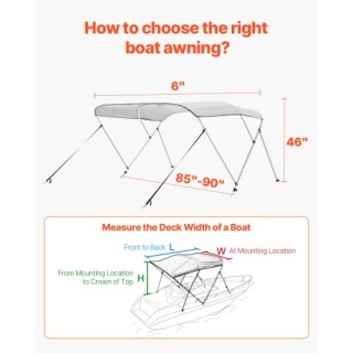 VEVOR Τριπλό Σκίαστρο Σκάφους 72 x 46 σε Ανοιχτό Γκρι 3GCYZYP72859B...