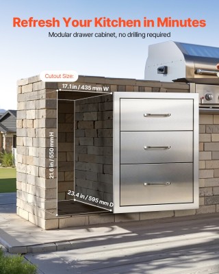 VEVOR Τριπλό Ανοξείδωτο Σύστημα Συρταριών 46x59x59 εκ. για Εξωτερικ...