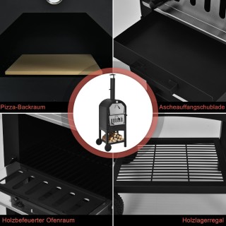 Costway Ξυλόφουρνος Πίτσας με Ρόδες για Εξωτερικό Χώρο NP11627
