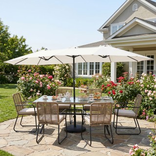 BAKAJI Διπλή Ομπρέλα Κήπου 4,6 Μέτρων Χωρίς Βάση με Αντι-UV Επένδυσ...