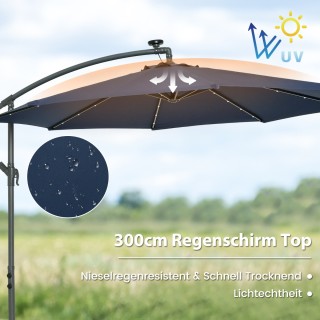 Costway Ομπρέλα Ø300 cm με 40 ηλιακά LED φώτα, σακιά άμμου, μανιβέ... Costway Ομπρέλα Ø300 cm με 40 ηλιακά LED φώτα, σακιά άμμου, μανιβέ...