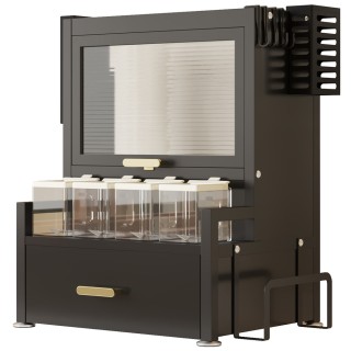 BAKAJI Ράφι Ντουλάπι Οργανωτής Μπαχαρικών με Γυάλινη Βιτρίνα και Συ...