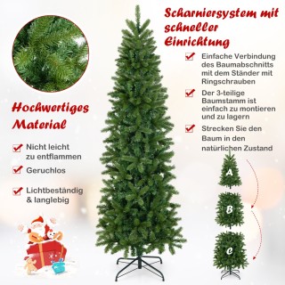 Costway Τεχνητό Χριστουγεννιάτικο Δέντρο 180 cm με LED Φώτα Ζεστού ...