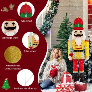 Costway Γιγαντιαία Φιγούρα Καρυοθραύστη με LED Φώτα - 166 εκ. CM242...