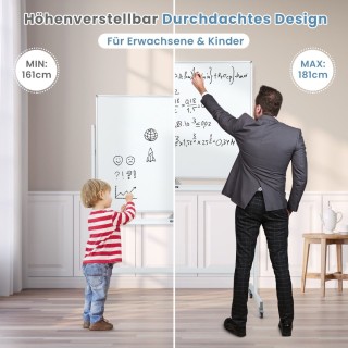 Costway Διπλής Όψης Πίνακας Whiteboard με Ρυθμιζόμενο Ύψος και Αξεσ...