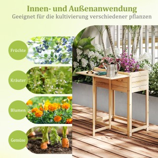 Costway Ξύλινη Υπερυψωμένη Ζαρντινιέρα με Πτυσσόμενο Τραπέζι και Απ...