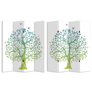 BAKAJI  Παραβάν 4 Πάνελ με Εκτύπωση Μπρος-Πίσω Δέντρο της Ζωής Διαχ...