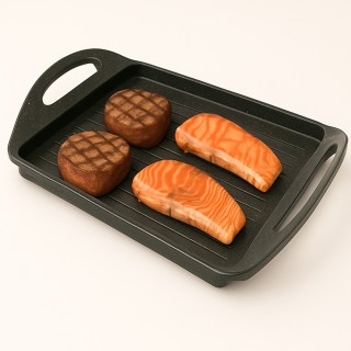 BAKAJI Πλάκα Ψησίματος με 2 Χερούλια και Επαγωγικό Πάτο - Εφέ Πέτρα...