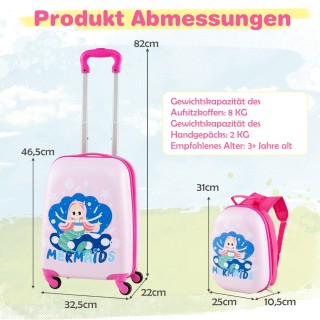 Costway  Σετ Παιδικές Βαλίτσες & Σακίδιο από Ανθεκτικό Υλικό με Γορ...