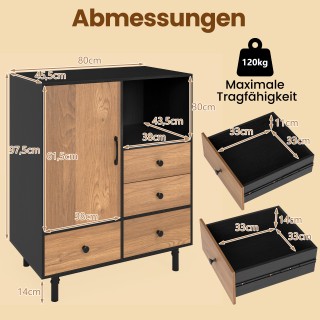 Costway Μαυροπίνακας αποθήκευσης με 4 συρτάρια και ανοιχτό χώρο απ... Costway Μαυροπίνακας αποθήκευσης με 4 συρτάρια και ανοιχτό χώρο απ...