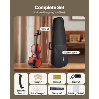 VEVOR Βιολί 355mm Σετ για Αρχάριους Ματ Καφέ Σχέδιο Στερεό Ξύλο SMX... VEVOR Βιολί 355mm Σετ για Αρχάριους Ματ Καφέ Σχέδιο Στερεό Ξύλο SMX...