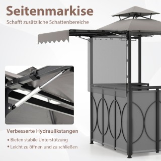 Costway  Αδιάβροχο Μπαρ Μπάρμπεκιου με Μπάρα & 2 Καρέκλες Μπαρ - Δι...