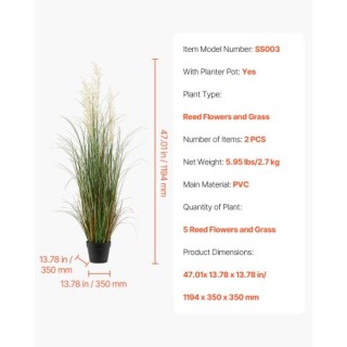 VEVOR Σετ 2 Ψεύτικα Φυτά Καλαμιού 1194mm σε Γλάστρα, Premium PVC Πρ... VEVOR Σετ 2 Ψεύτικα Φυτά Καλαμιού 1194mm σε Γλάστρα, Premium PVC Πρ...