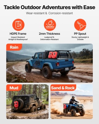 VEVOR Φορητό Δοχείο Καυσίμου 10 Λίτρων με Ρύγχος & Κλείδωμα, Κόκκιν...