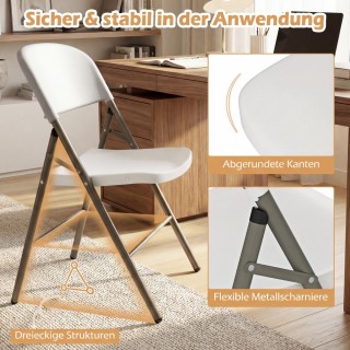 Costway Σετ 6 Πτυσσόμενες Καρέκλες από Μέταλλο & Πλαστικό, Αναδιπλο...