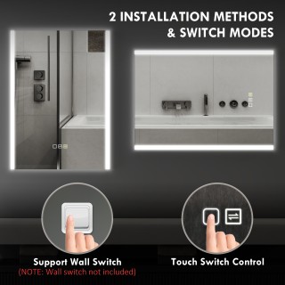 HOMCOM Καθρέφτης Μπάνιου LED 70x50 εκ. 834-848V00SR