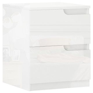 HOMCOM  Μοντέρνο Κομοδίνο από Ξύλο με 2 Συρτάρια και Γυαλιστερό Σχέ...