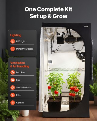 VEVOR Εσωτερικό Σετ Καλλιέργειας με Θερμοκήπιο 100x100x200 cm και Φ...