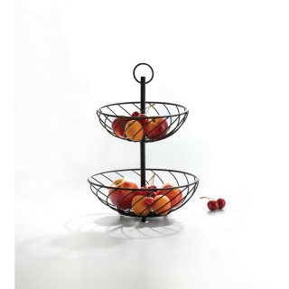 5FIVE Simply smart Διώροφη Μεταλλική Φρουτιέρα Μαύρη με Χερούλι 160...