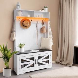 VEVOR  Ξύλινη Κρεμάστρα με Πάγκο και 7 Γάντζους για Είσοδο  MZDGNYM...