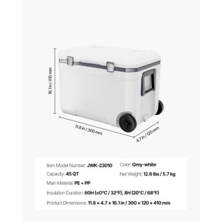 VEVOR Φορητό Ψυγείο 45 QT με Ρόδες και Θήκη Ποτηριού GLLZX45QTB00H5... VEVOR Φορητό Ψυγείο 45 QT με Ρόδες και Θήκη Ποτηριού GLLZX45QTB00H5...