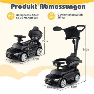 Costway Περπατούρα Mercedes-Benz 3-σε-1 με Ήχους και Ρυθμιζόμενη Σκ...