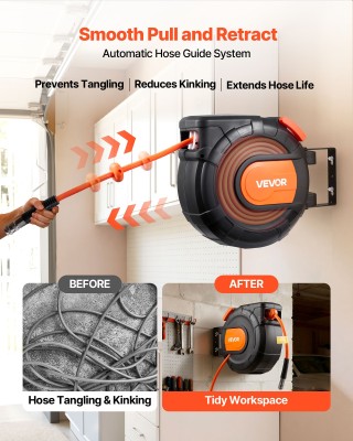 VEVOR Αυτόματη Ανέμη PVC Αεροσυμπιεστή 15m με 180° Περιστροφή Δαπέδ...