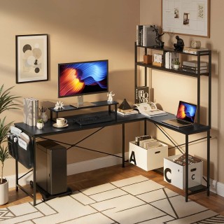 VEVOR Γραφείο Υπολογιστή σε Σχήμα L, 1.7μ, Αντιστρεπτή Γωνιακή Επιφ...