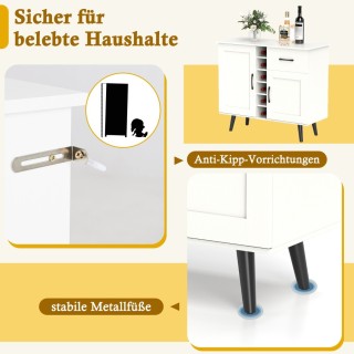 Costway Πλαϊνή Μπουφέ Ντουλάπα με Ρυθμιζόμενα Ράφια και Κρασιέρα JV...