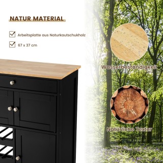 Costway Κουζινοκαρότσι με Ξύλινη Επιφάνεια και Συρτάρι 67 x 37 x 86...