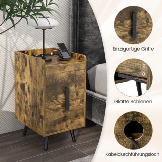 Costway Στενό Κομοδίνο με Φόρτιση: 2 Συρτάρια & USB, 40x32x60 εκ, Ρ...