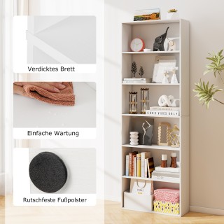 Costway Λευκή Βιβλιοθήκη με 2 Σετ Στερέωσης Ασφαλείας - Ελεύθερης Σ...