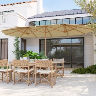 Outsunny Διπλή Ομπρέλα με Άνοιγμα με Μανιβέλα, από Ανοξείδωτο Ατσάλ...